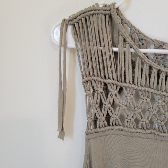 Miss Me Olive Taupe Macrame Boho Dress Small - Picture 5 of 12